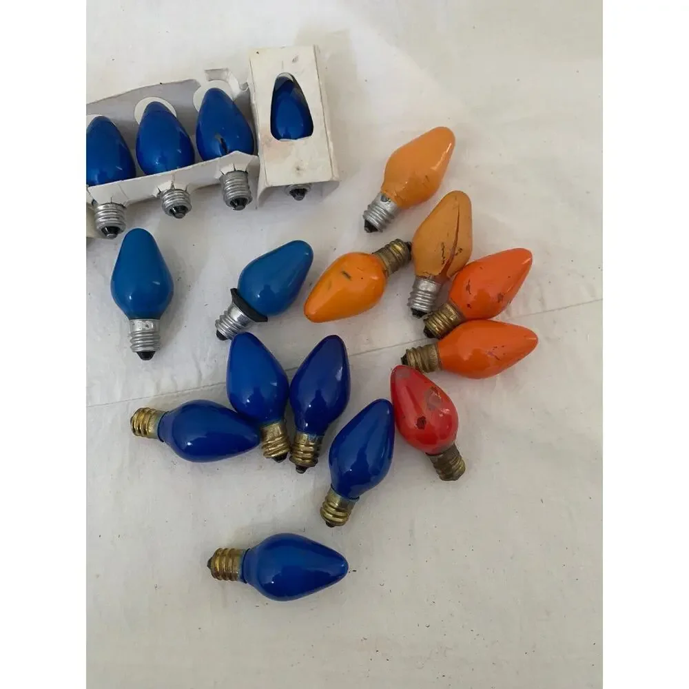 Vintage C9 MULTICOLOR Bulbs Holiday Christmas REPLACEMENT Light Bulbs Lot of 18